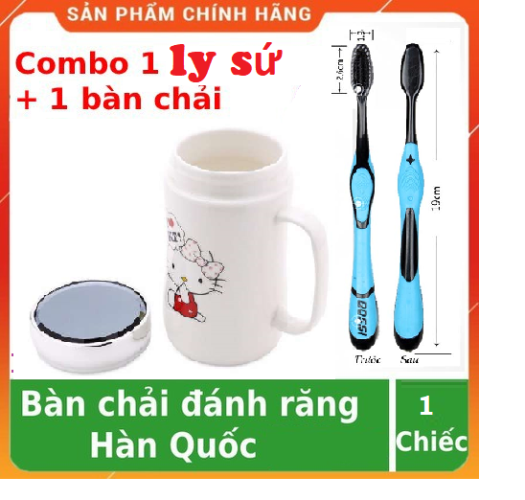 Cốc sứ giữ nhiệt cao cấp có nắp gương 500ml, ly sứ giữ nhiệt nắp gương vẽ họa tiết siêu dễ thương, cốc giữ nhiệt bằng sứ loại mới - Bàn chải đánh răng Hàn Quốc làm từ than hoạt tính