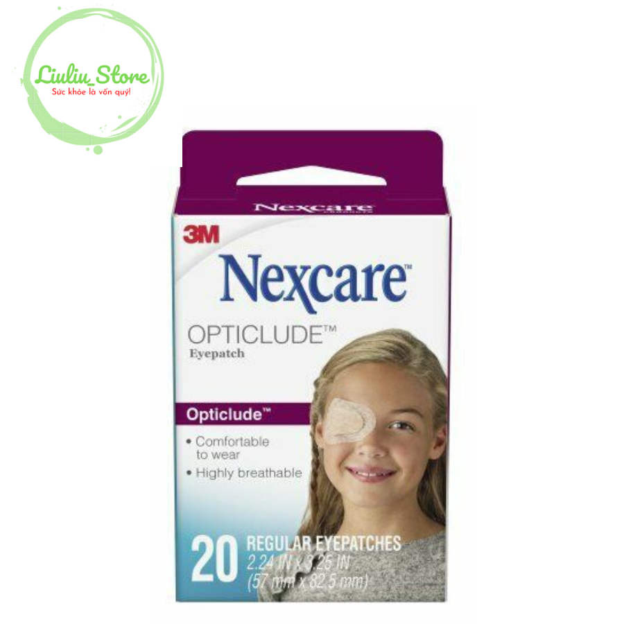 Miếng dán mắt nhược thị 3M Nexcare 1539 Cỡ lớn (81mm x 55.5mm) cho trẻ trên 4 tuổi bám dính tốt, an toàn, tháo dễ dàng, không gây đau, không để lại vết keo khi sử dụng