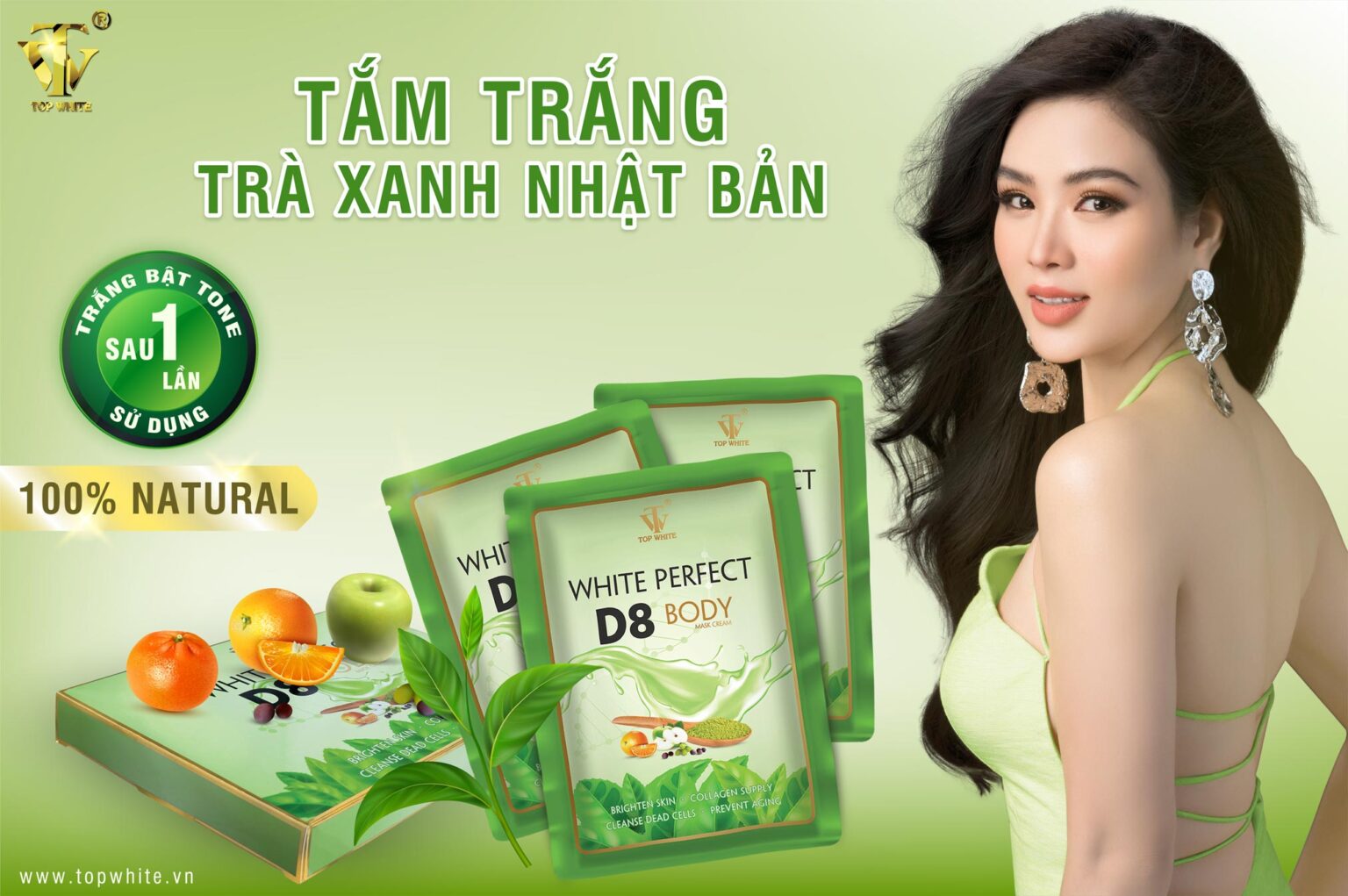White perfect body shower d8 kem tắm trắng 4 trong 1