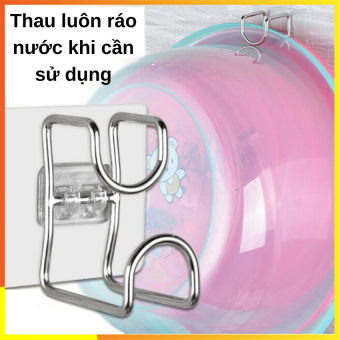 Móc Treo Thau Chậu, Rổ Rá - Móc Inox Treo Đồ Đa Năng - Móc Dán Tường Tiện Lợi