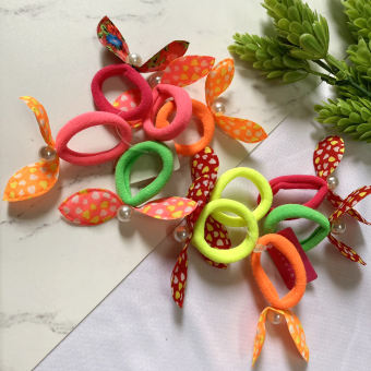 Dây cột tóc buộc tóc thun đính nơ vải nhiều màu sắc - day13