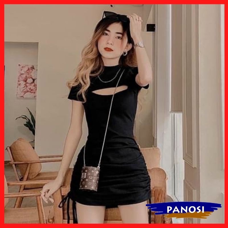 Váy body đầm ôm dáng rút dây 2 bên xẻ ngực sexy phong cách trẻ trung - Mã V280