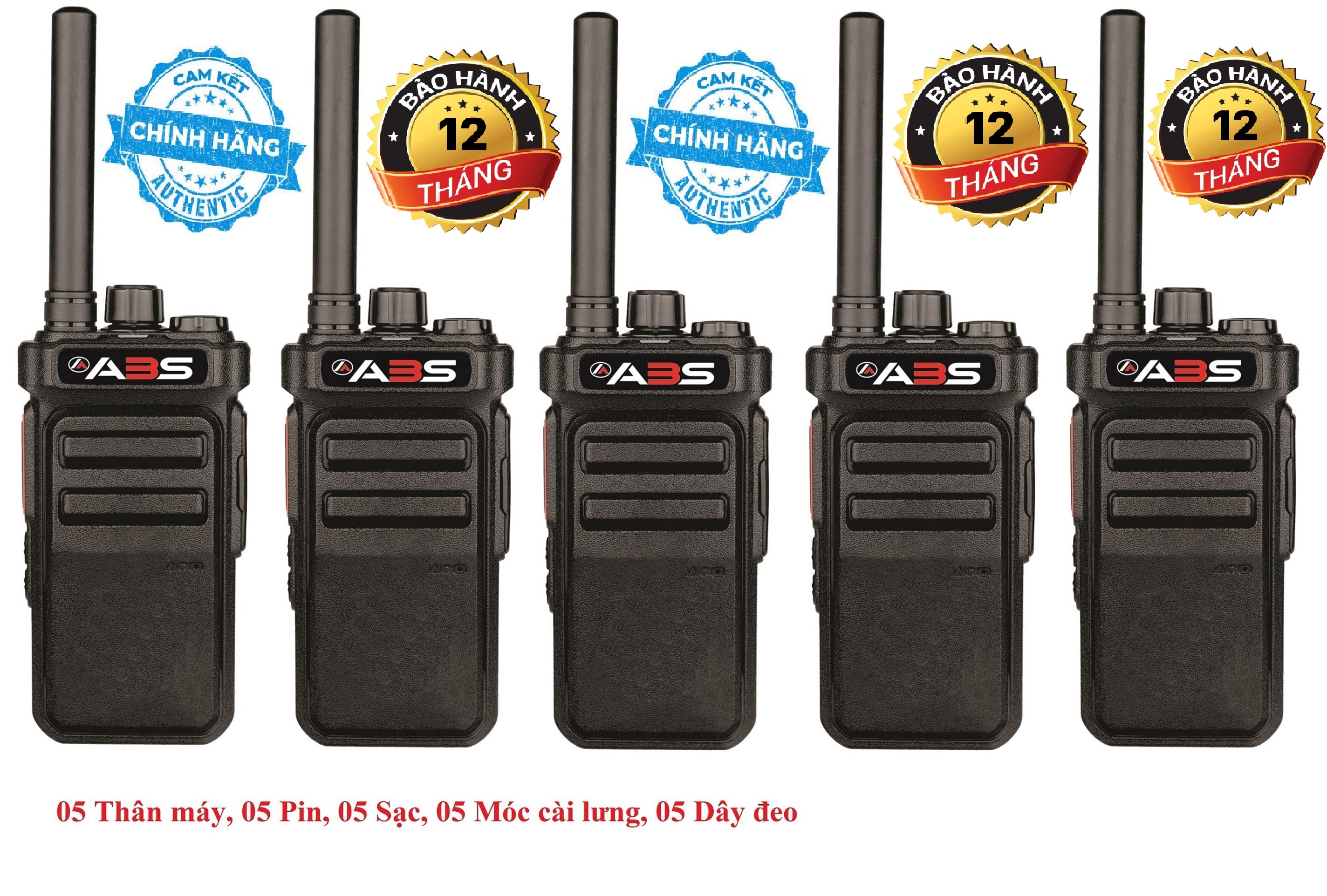 Bộ 5 Bộ đàm ABS CP988 (Nhỏ gọn âm thanh trong, 2 chế độ sạc, Pin dung lượng cao sử dụng lớn hơn 18 tiếng, siêu bền, cự ly liên lạc xa)