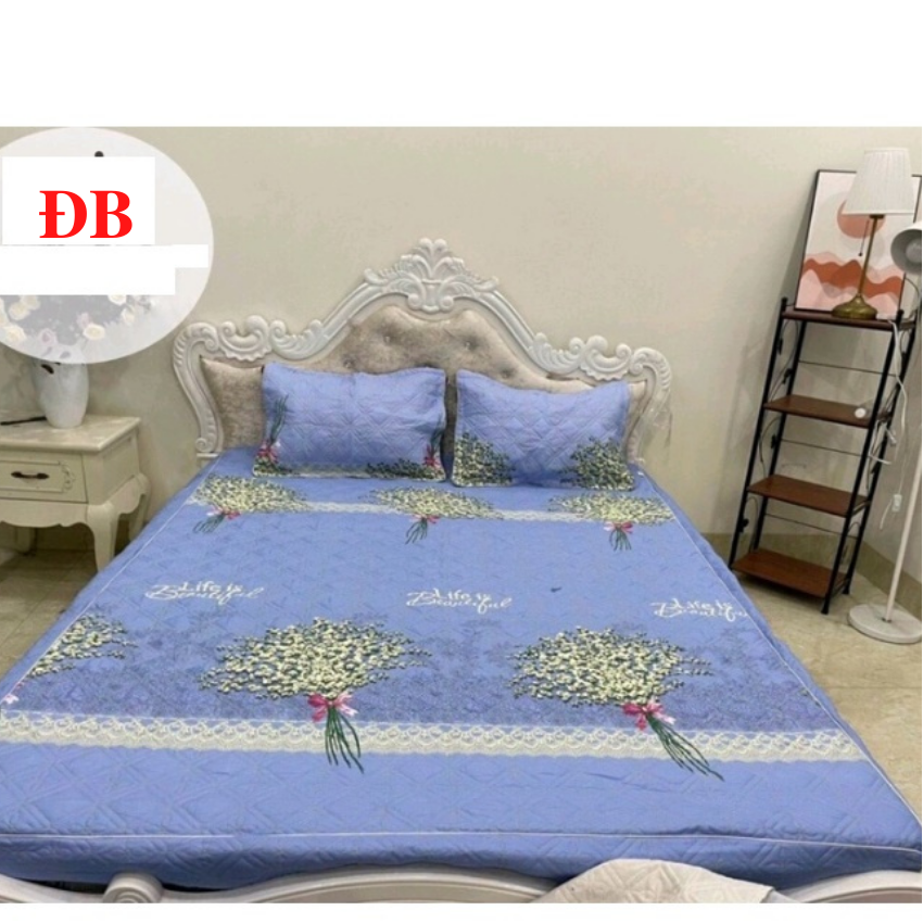 Gồm 1 ga trần bông bo chun 2 vỏ gối đầu theo màu ga [VỎ CHƠN HOẶC VỎ GỐI TRẦN BÔNG] *Ga vừa với đệm tiêu chuẩn dày từ 10cm trở xuống Chất liệu poly cotton,