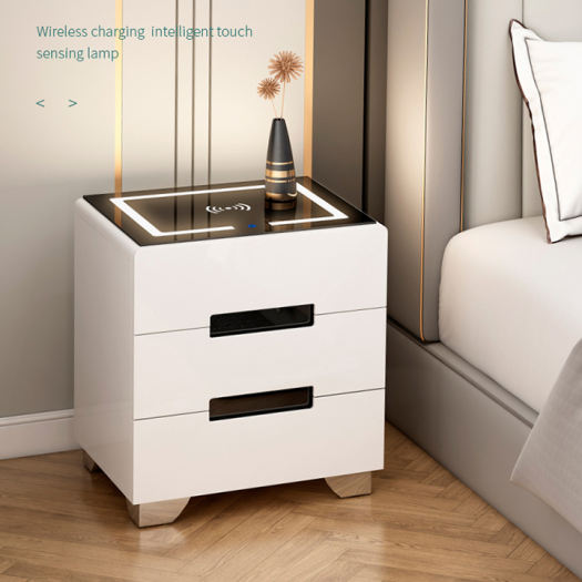 Tủ đầu giường thông minh mặt cảm ứng, cổng sạc usb cho điện thoại, táp đầu giường 2 ngăn thiết kế hiện đại