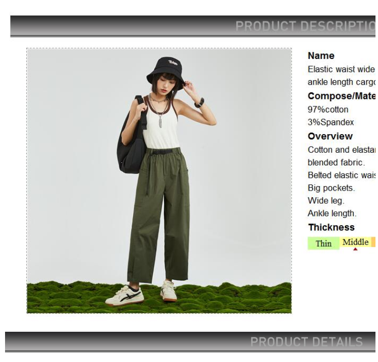 GIORDANO Women Pants Belted Elastic Waist Wide Leg Cargo Pants Big Pockets Ankle Length Relaxed Fashion Casual Pants 18423607 · v2