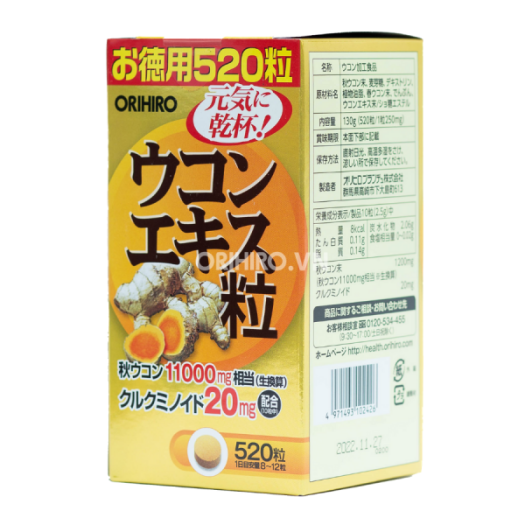 VIÊN UỐNG TINH BỘT NGHỆ NHẬT BẢN ORIHIRO (HỘP 520 VIÊN) - HÀNG NỘI ĐỊA NHẬT