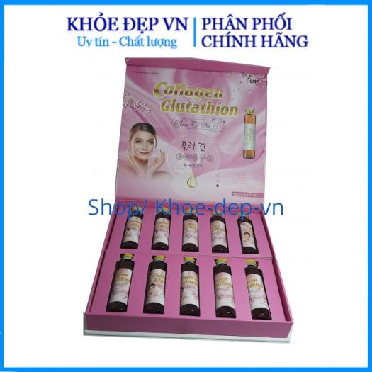 Nước uống Collagen Glutathion Sâm Tố Nữ giúp làm đẹp da, lão hóa, giúp da sáng đẹp – Hộp 10 lọ