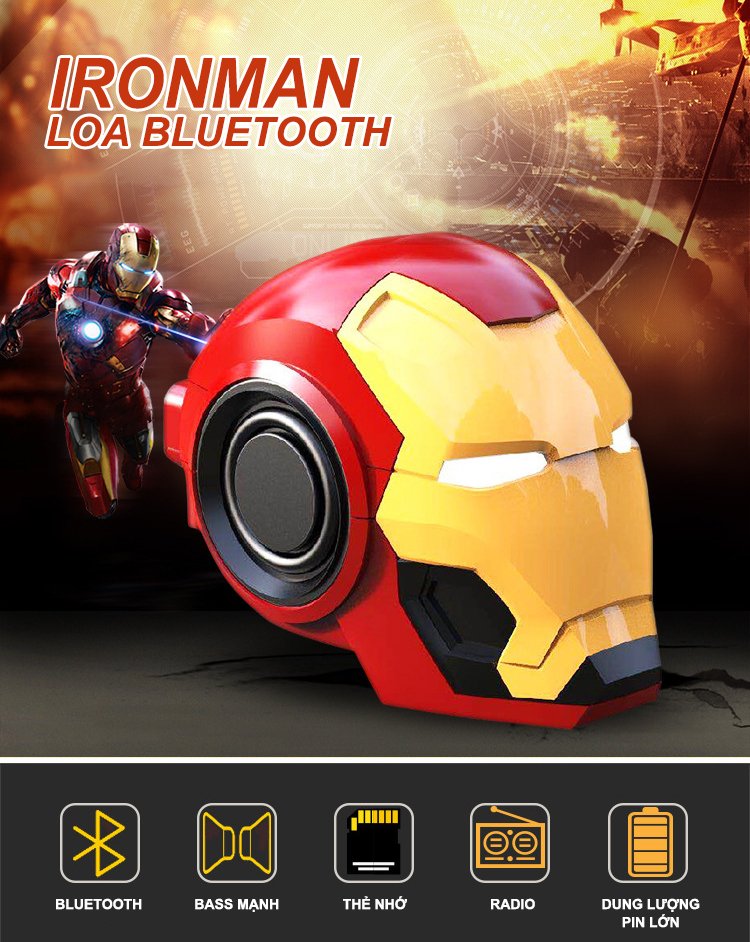 [Đổi Trả Hàng Trong 7 Ngày] Loa Bluetooth IRONMAN Không Dây 2 Phiên Bản Âm Chuẩn Bass Mạnh Có Đèn LED (2 phiên bản)