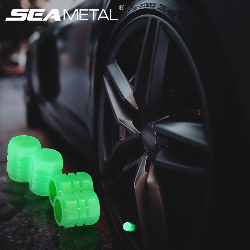 SEAMETAL Nắp Van Phát Sáng Đôi Nắp Van Lốp Xe Hơi Xe Tải Dạ Quang Thân Van Lốp Xe Bánh Xe  4 Chiếc 8 Chiếc
