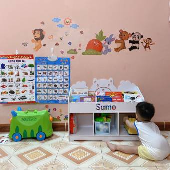 Kệ sách gấu 1 tầng ngăn chứa đồ cho bé PVC Formex Sỉze 900*652*300mm