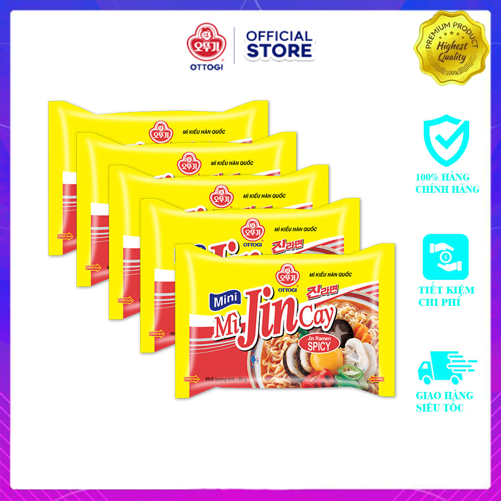 Combo 5 gói mì jin cay ottogi vn mini