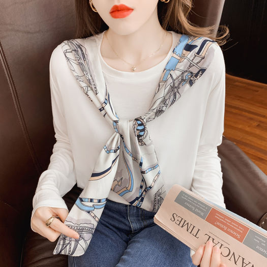 AFEG Khăn Choàng Cổ Tròn In Hình Hàn Quốc Mới Áo Thun Dài Tay Phù Hợp Mọi Thời Trang Thường Ngày Cho Nữ