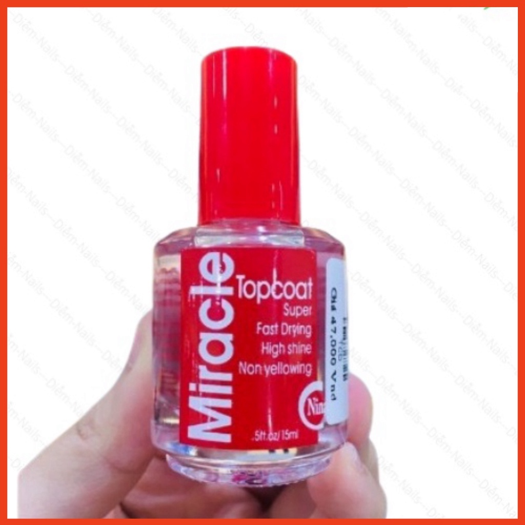 Sơn bóng mau khô topcoat miracle - trong suốt 15ml hàng mỹ