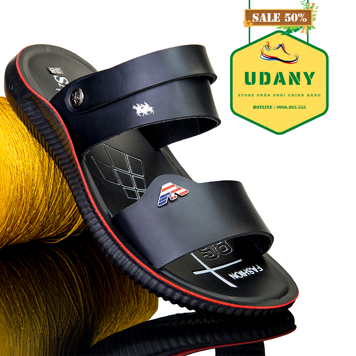 Dép Nam, Dép Da Nam, Dép Quai Ngang Đế Đúc Cao Su Siêu Bền Chống Nước Tốt, Dép Da Nam Dép Nam Quai Ngang Cao Cấp Thời Trang Trẻ Trung - ABCD