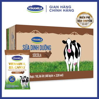 Thùng 48 Bịch sữa tiệt trùng Vinamilk socola 220ml