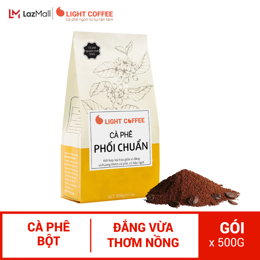 Light Coffee - Cà phê nguyên chất 100% - Phối chuẩn loại bột rang xay - 500gr
