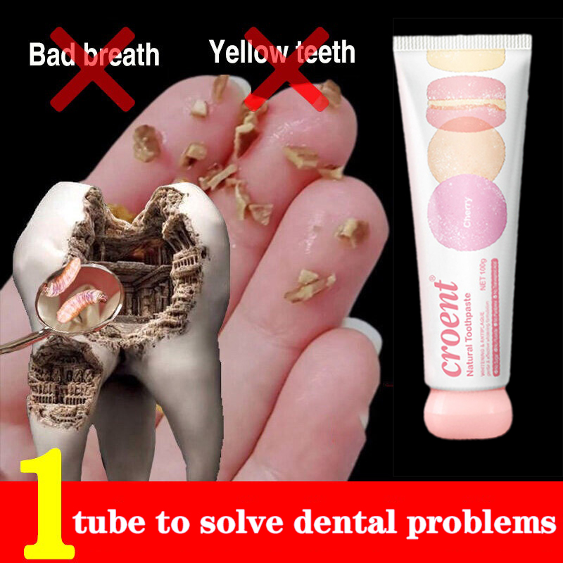 Gambar [buy 2 get 1 free] Whitening Toothpaste  Teeth Whitening  remove bad breath Cherry Flavor Toothpaste Cleaning Teeth Prevent Tooth Decay  Mouth Fresh Breath  genuine [100g]