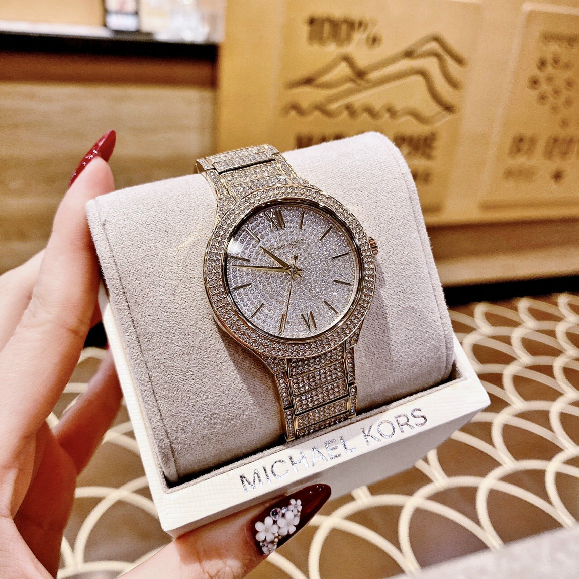 Watches female wire metal applique rock Michael Kors MK3360 size 38mm fullbox, water resistant, stainless steel shell, ladies watches high-grade