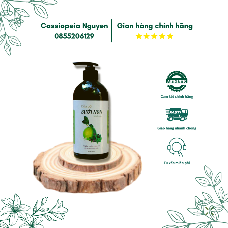 Dầu gội bưởi non cao cấp dưỡng mượt tóc, giảm rụng và kích mọc tóc nhanh