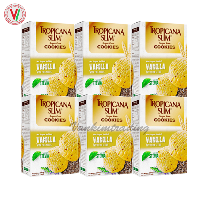 [HCM]Combo 6 Hộp Bánh quy ăn kiêng không đường Tropicana Slim Vani 200g (10 x 20g) - Ngon như bánh quy truyền thống giải pháp hoàn hảo cho người ăn kiêng đái tháo đường an toàn cho hệ đường huyết