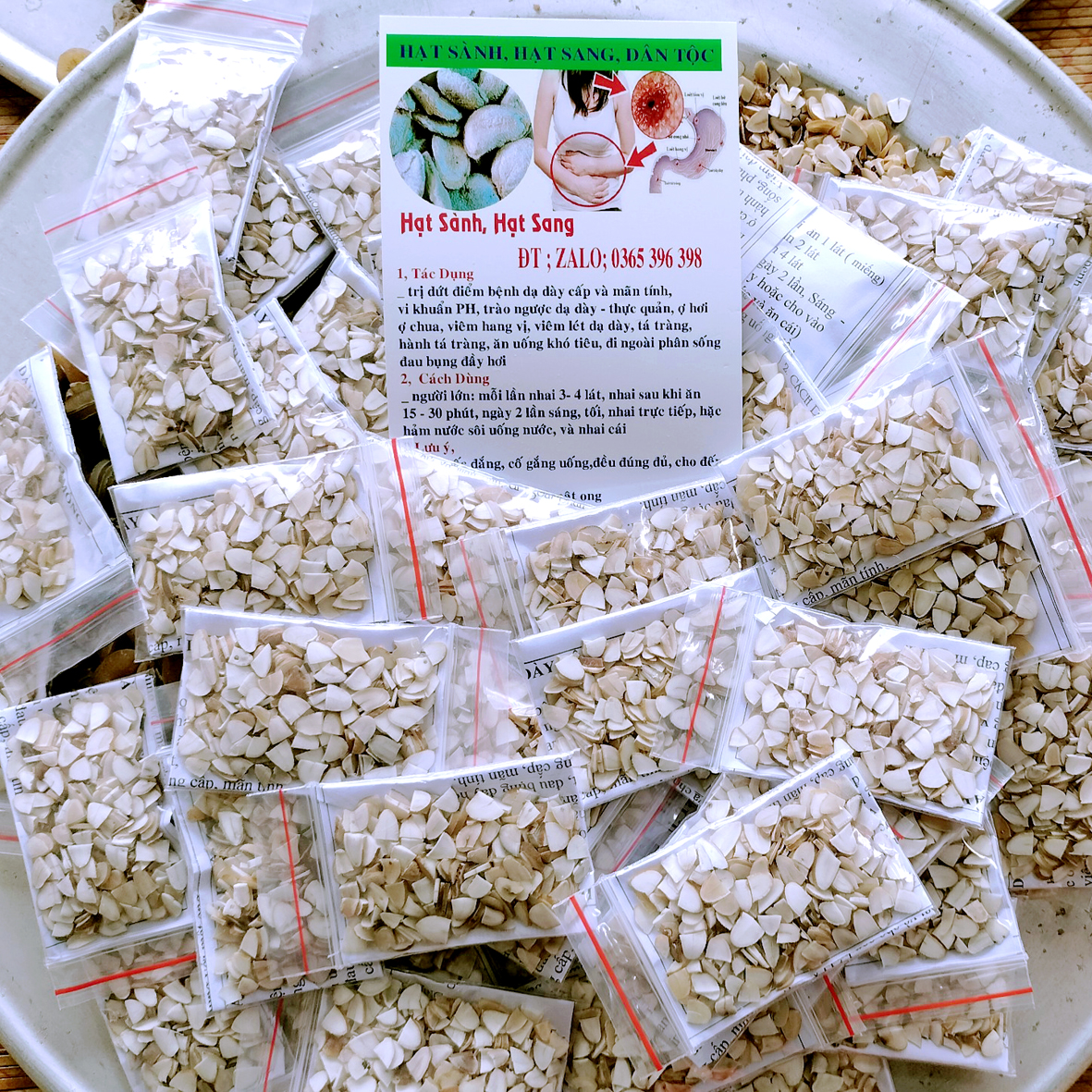 Hạt Sang ruột trắng, hạt già, chữa đau dạ dày 1 gói