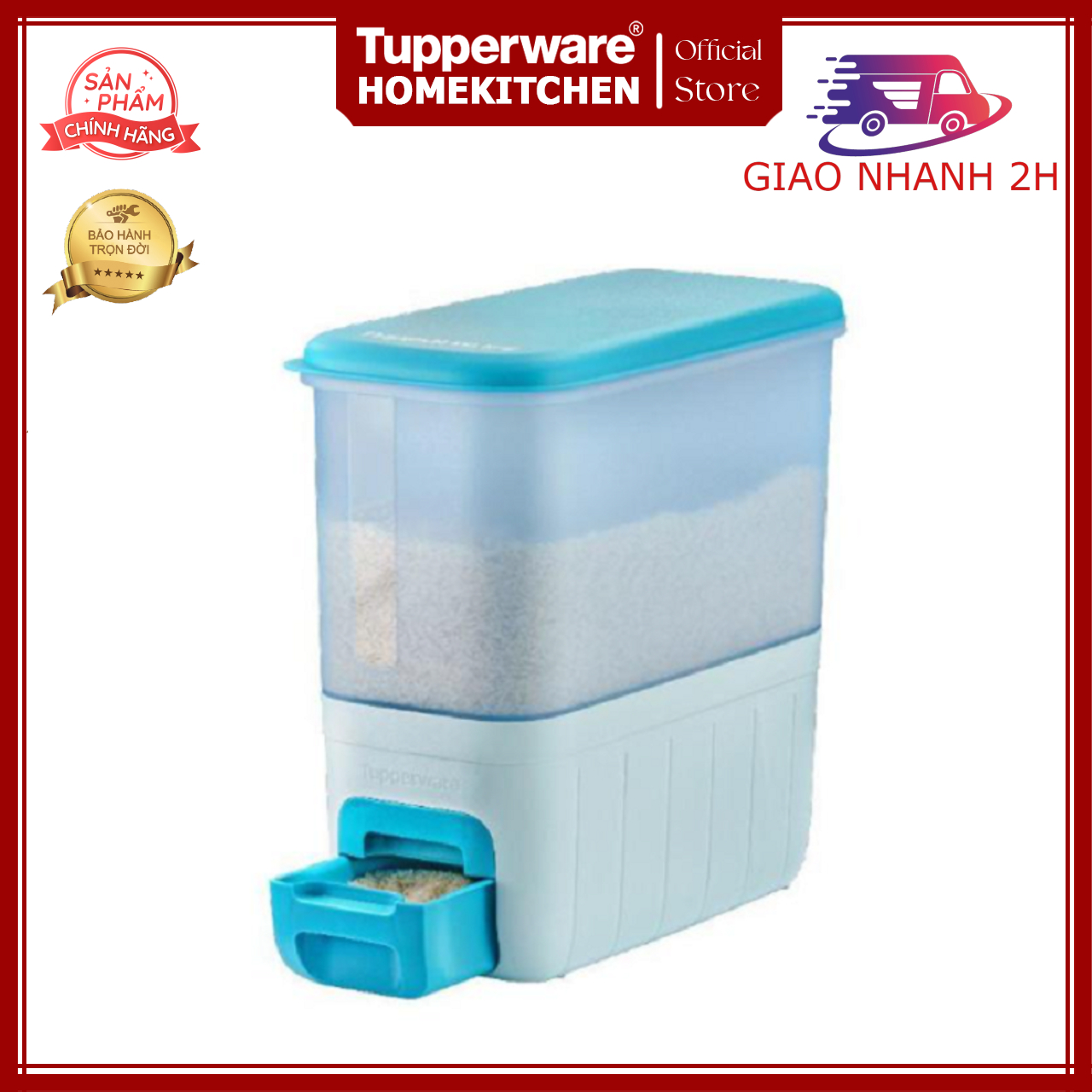 Thùng Gạo Rice Smart Aqua 10kg - Tupperware