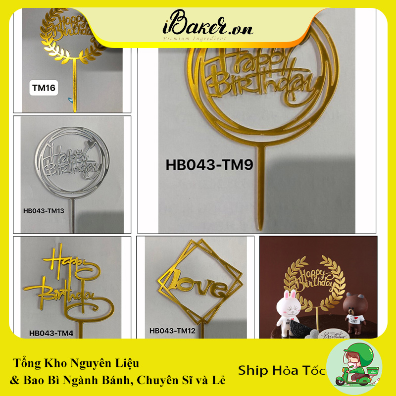 Que cắm mica chữ hpbd - 1 cái