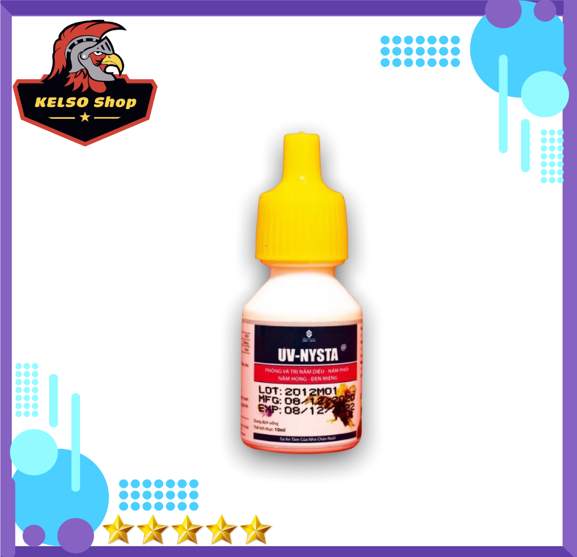 Thuốc gà đá uv - nysta nấm diều, nấm phổi, nấm họng, đẹn cho gà đá 1 lọ 10 ml