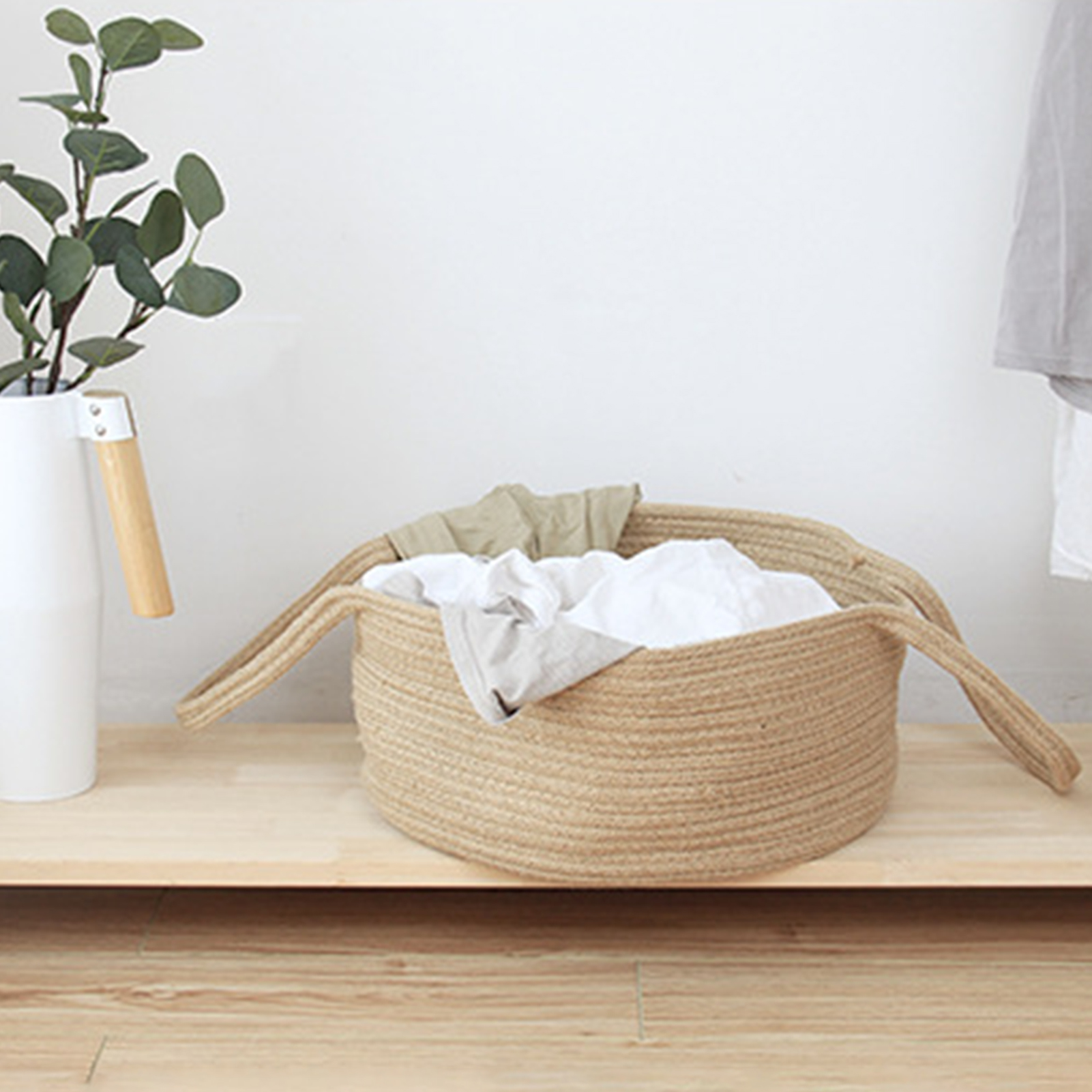 Rego001 Giỏ Đựng Đồ Giặt Hiện Đại, Đồ Lót Dệt Tự Nhiên Chống Bụi Bẩn Giỏ Đựng Đồ Giặt Thoải Mái Trong Nhà