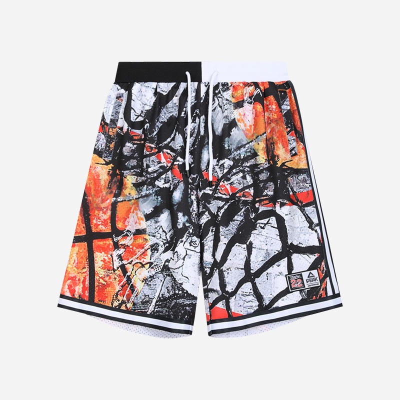 Quần đùi nam peak basketball ghi cam f7222051