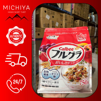 Ngũ cốc Calbee đỏ 750g Nhật Bản, Ngũ cốc Calbee 750g Nhật Bản chính hãng