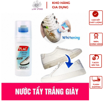 Dung dịch  tẩy trắng giầy Plac, nước làm sạch giầy nhanh có bàn chải cọ.