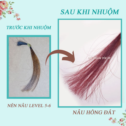 Tuýp nhuộm tóc màu NÂU HỒNG ĐẤT - Nhuộm Nền Nâu Sáng - KHÔNG TẨY-Tặng oxy