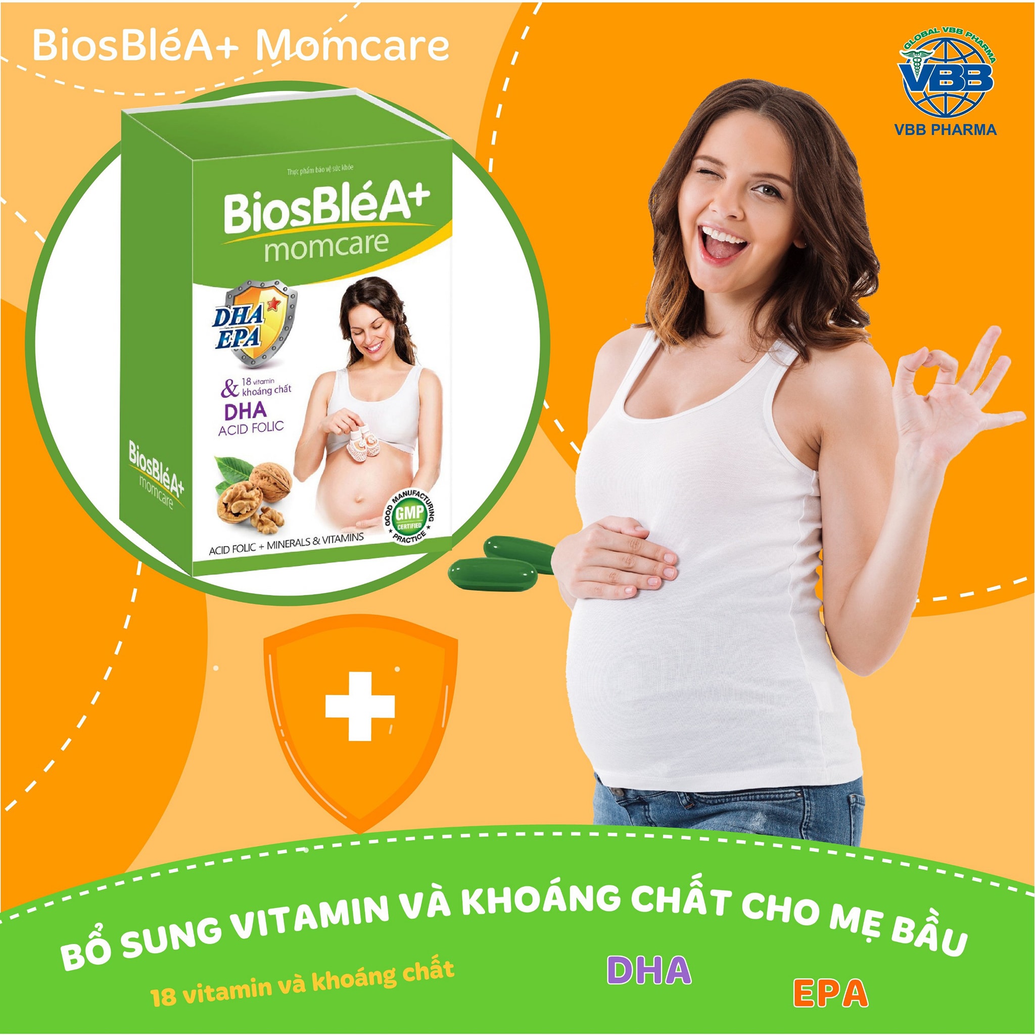 vitamin tổng hợp cho bà bầu.Momcare bổ sung vitamin và khoáng chất cho mẹ bầu với 18 loại vitamin và khoáng chất cần thiết giúp mẹ khỏe con phát triển tốt