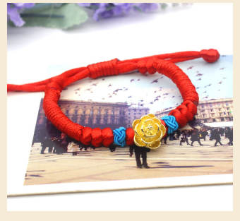 Vòng tay dây đỏ Hoa Hồng mạ vàng Vòng tay nam nữ cặp đôi Vòng tay phong thủy