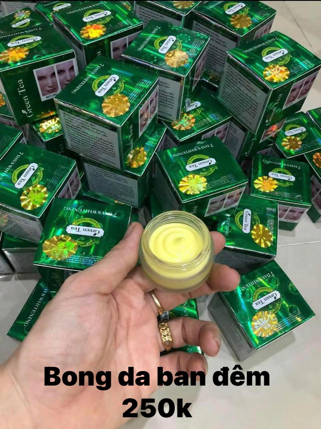 Kem Green Tea Hua shu li Seven Day dưỡng Trắng Da trà xanh dành cho da nám và tàn nhang ( loại bong 
