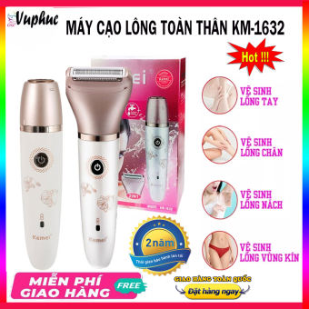 Máy cạo lông toàn thân đa năng 5 in 1 KEMEI KM-1632, Máy cạo làm sạch lông kiêm máy tỉa chân m.ày, máy cạo lông vùng kín, nách, mặt, mũi, chân, tay, bikini mềm mại không đau rát