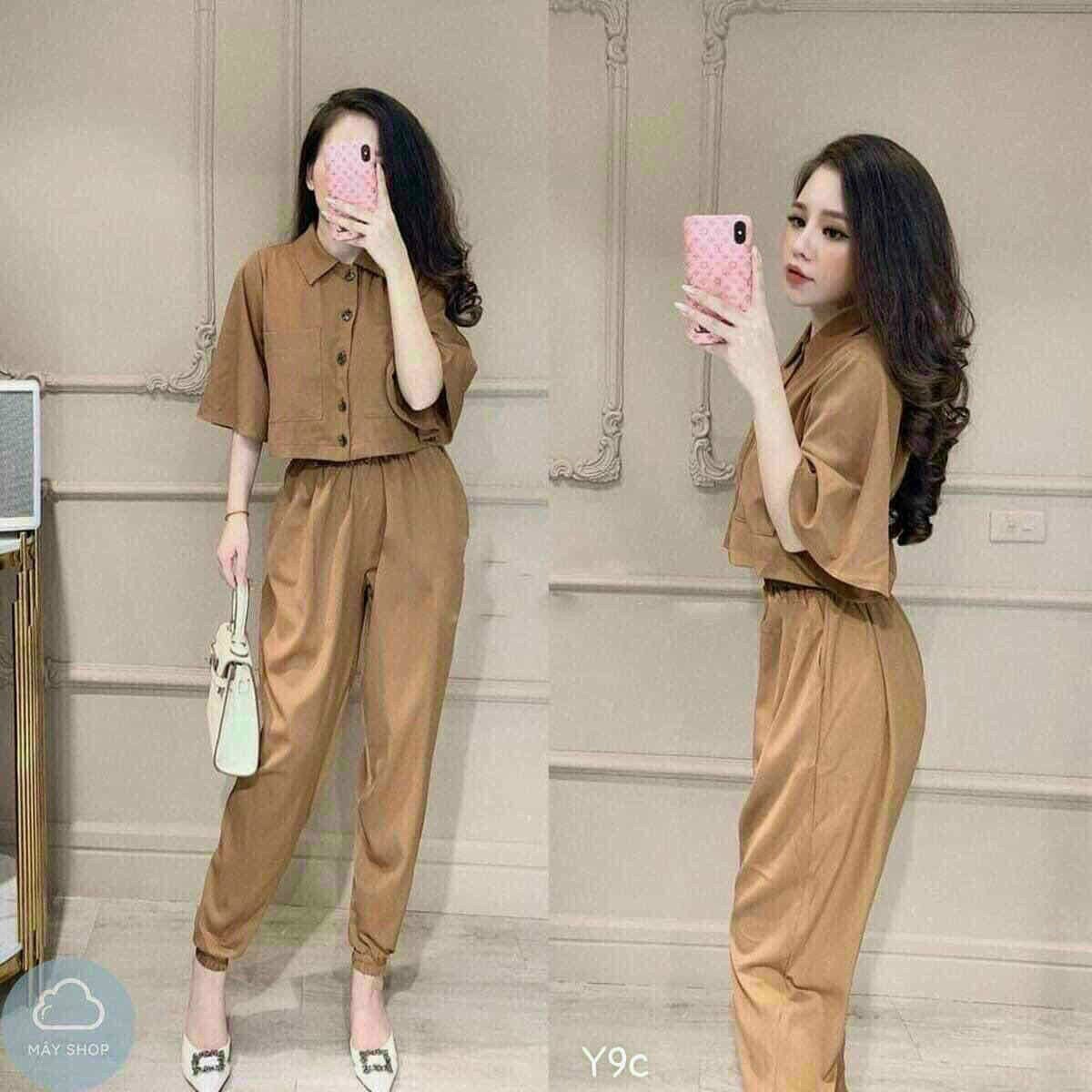 [ Voucher 50k Freeship Max 0 đồng toàn quốc ] ÁO SƠ MI NỮ QUẦN DÀI NỮ BO CHÂN SET BỘ THUN NỮ MẶC ĐI CHƠI Ở NHÀ ÁO SƠ MI TAY NGẮN PHỐI QUẦN JOGGER CÓ ẢNH THẬT - MTB