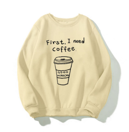 Áo sweater unisex form rộng in i need coffe siêu cute