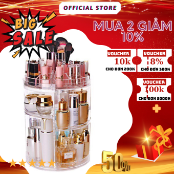 Kệ đựng đồ trang điểm - Kệ đựng mỹ phẩm trụ xoay 360 độ tiện dụng  - Kệ để son, kệ đựng mỹ phẩm 4 tầng - Kệ đựng mỹ phẩm mini tầng 1 ngăn kéo- Kệ nhựa đựng mỹ phẩm có 1 ngăn kéo bền đẹp | bcstore168