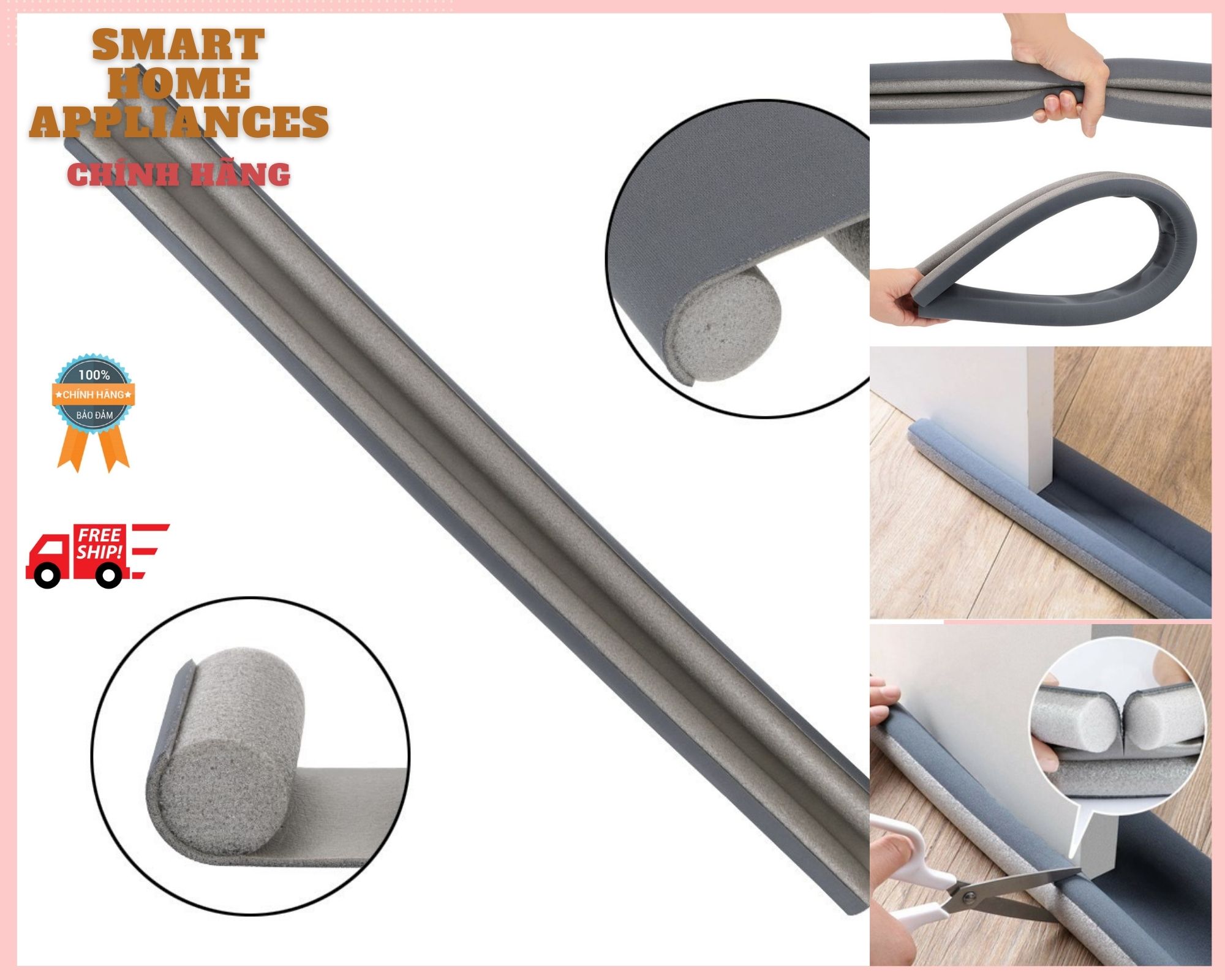 Thanh Nẹp xốp thanh Xốp Chặn Khe Cửa Ron Đệm Cửa Chống Ồn Thoát Hơi Máy Lạnh Bụi Ngăn Côn Trùng Chống Kẹt Tay cho Bé dài 95cm