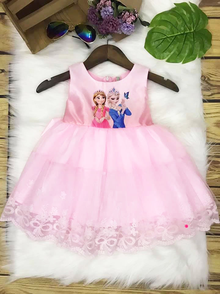 Đầm voan tiệc elsa bé gái