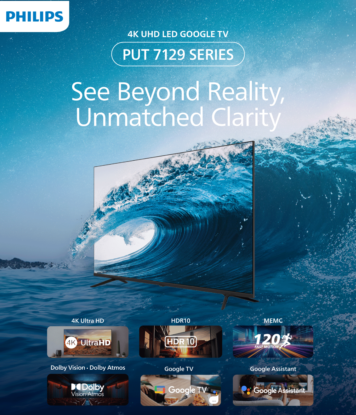تلفزيون جوجل فيليبس 4K UHD LED موديل 2024، 55 بوصة |
