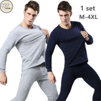 1 Bộ (Áo + Quần) Đồ Lót Giữ Nhiệt M-4XL Áo Thun Dài Tay Cổ Tròn Mặc Thường Ngày Mùa Đông Ấm Áp Ngoại Cỡ Cho Nam Bộ Đồ Lót Giữ Nhiệt Chống Lạnh Màu Trơn Dáng Ôm Eo Co Giãn Cho Nam