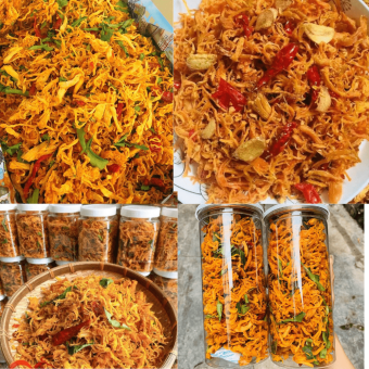 Khô gà lá chanh MIX khô gà bơ tỏi - hũ 1 kg