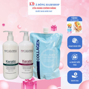Bộ dầu Gội xả hấp ủ Keratin ProCalodia phục hồi tóc hư tổn 500mlx2