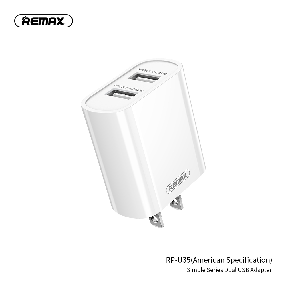 Cốc sạc đa năng remax rp-u35 tích hợp 2 cổng usb max 2.1a