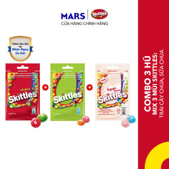 Combo 3 hũ mix 3 mùi Skittles: Original, trái cây chua, sữa chua