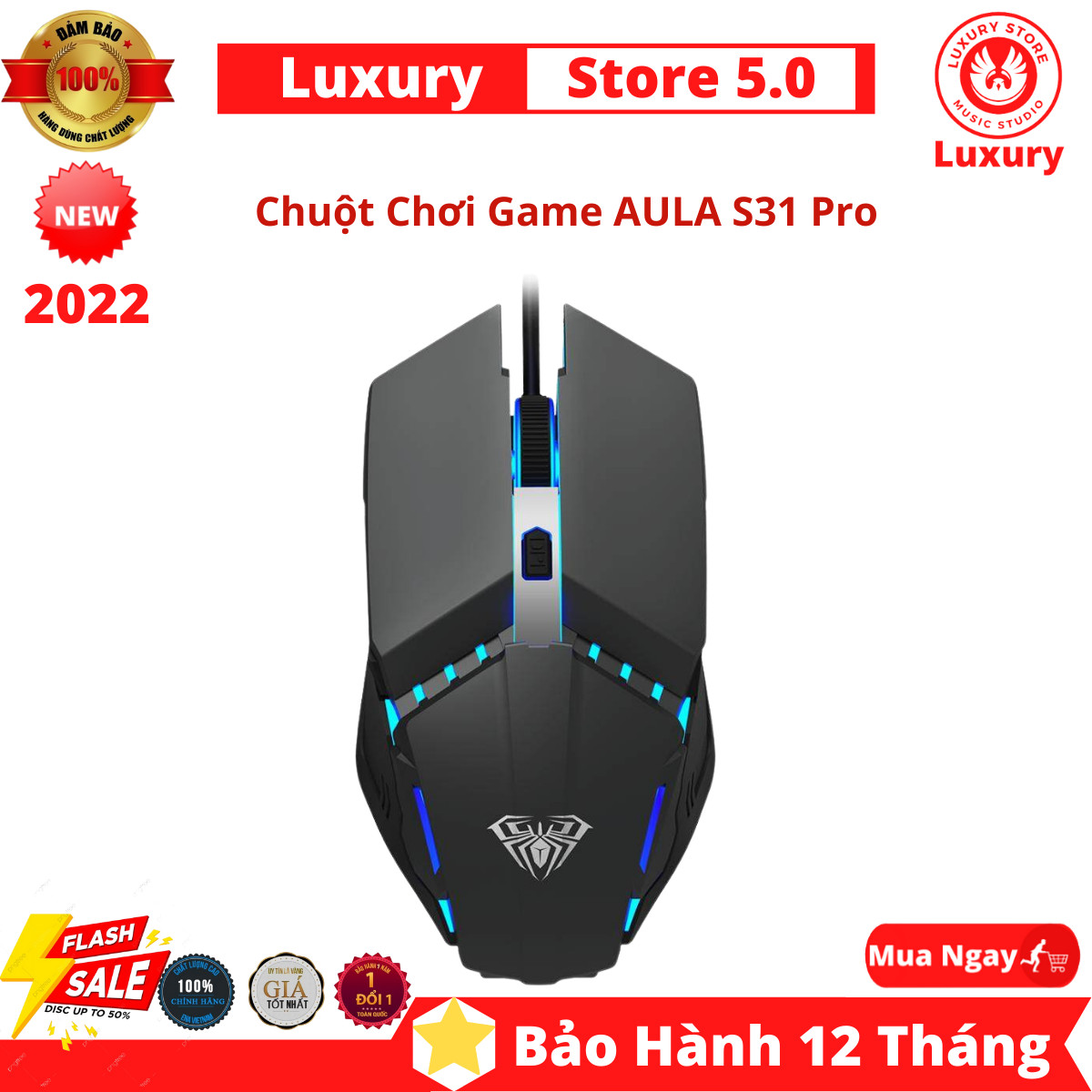 Chuột máy tính, chuột máy tính aula s31 pro - chuột chơi game aula s31 pro, chuột có đèn led và hiệu ứng đèn nền nhấp nháy cho máy tính bàn, máy tính xách tay bảo hành 12th lỗi 1 đổi 1
